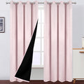 100% Blackout Curtains 52 x 84 Inches Long Thermal Insulated Baby Pink Curtains by Lemomo