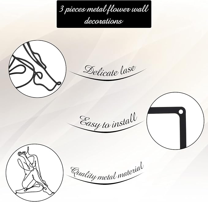 Photect 3 Pcs Metal Wall Art Decor Minimalist Abstract Woman Wall Art Metal - Image 5