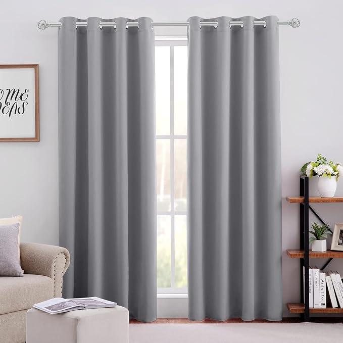 HOMEIDEAS Light Grey Blackout Curtains 42 X 84 Inch 2 Panels Room Darkening by HOMEIDEAS
