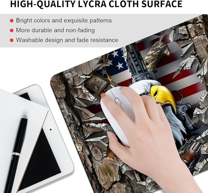 American Flag Eagle rip Oak camo (2) Square Mouse pad, Texture, Waterproof, Anti Slip Rubber Base, Computer Mouse pad, Laptop Mouse pad