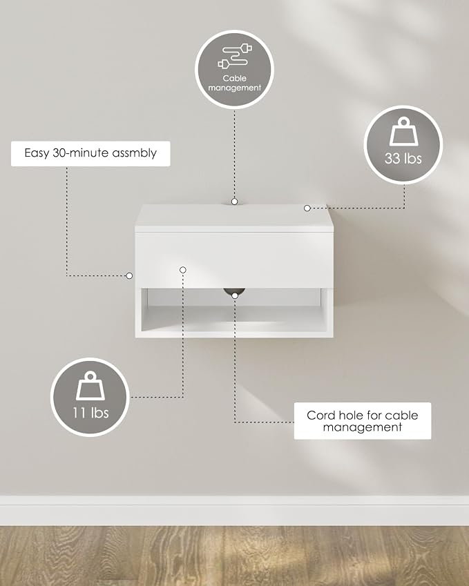Modern White Floating Nightstand - Image 9
