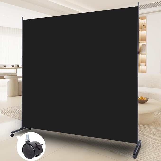 Room Divider 71'' Wide Partition Room Dividers, 1 Panel Wall Divider w/Wheel | by HOMSCREENER