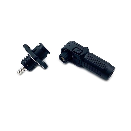 70A Battery Energy Storage Connector, 10mm² High Current Connectors IP67 Waterproof Stud Wiring Power Adapter Quick Plug Terminal Right Angle Plug and Socket (1000V Black)
