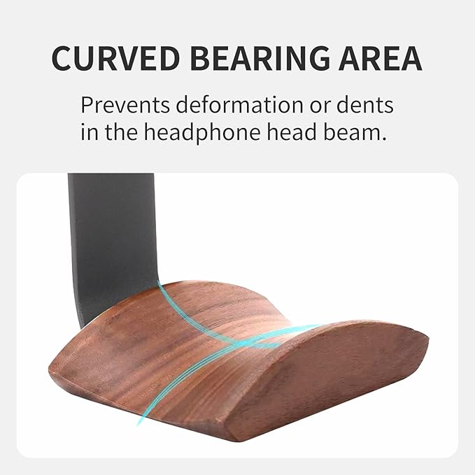 Mt.Jun Wood Headphone Wall Mount Holder, with VHB Adhesive Tape and Screw, Holds 10 lbs (Black & Walnut Wood, 2 Pack)