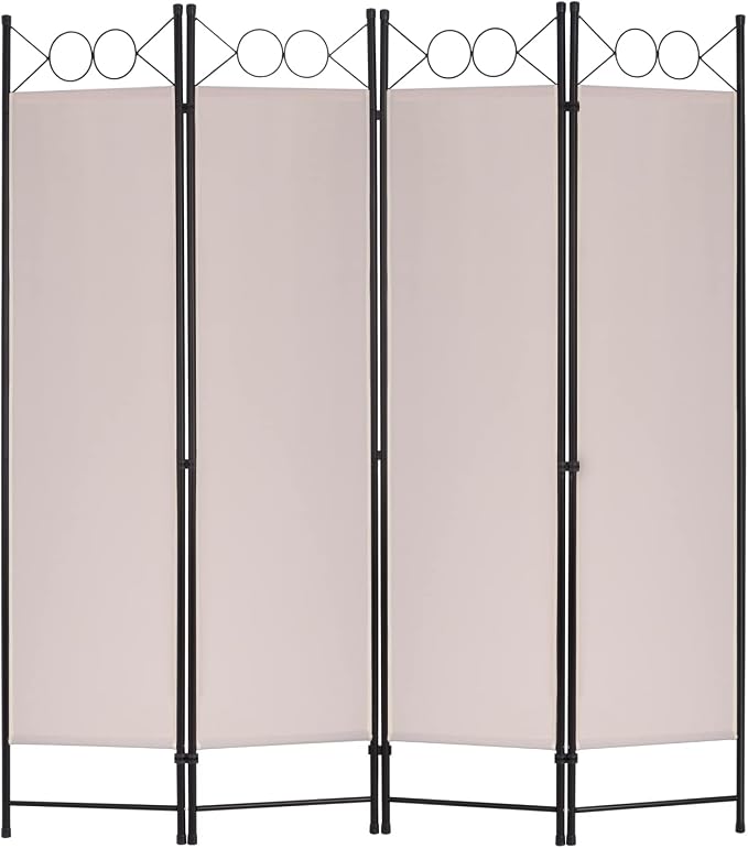 4 Panel Room Divider 6FT Steel Frame Screen Folding Privacy Divider by FDW