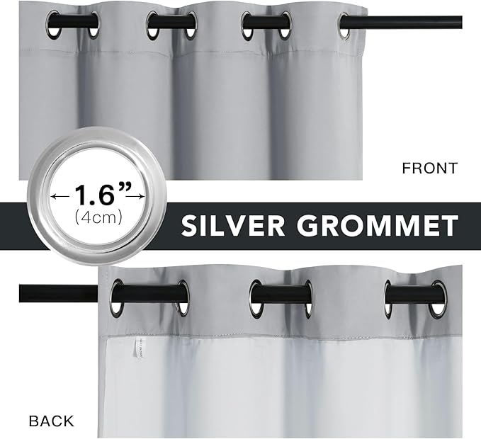 RYB HOME PM 2.5 Filter Curtains for Living Room/Bedroom, Soundproof Blackout Large Window Curtains for Dust Sandstorms Smog Pollen Odor Filtering, Silver Grey, W42 x L84 inch, 2 Panels