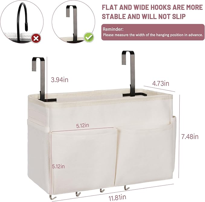 Bedside Caddy Organizer 5 Pockets and 4 Hooks - Image 2