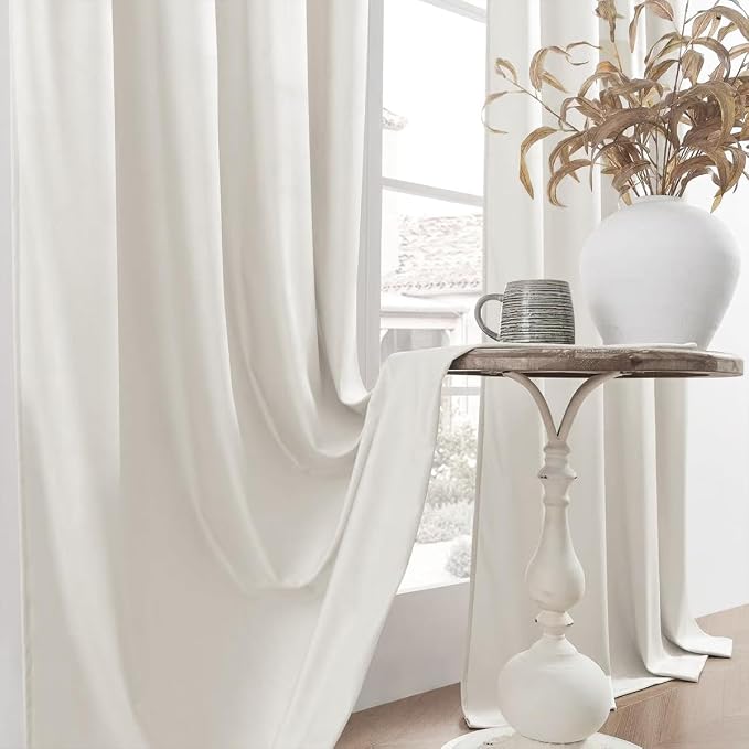 Timeper White Velvet Curtains 84 inches 2 Panels, Luxury Curtains - Image 6