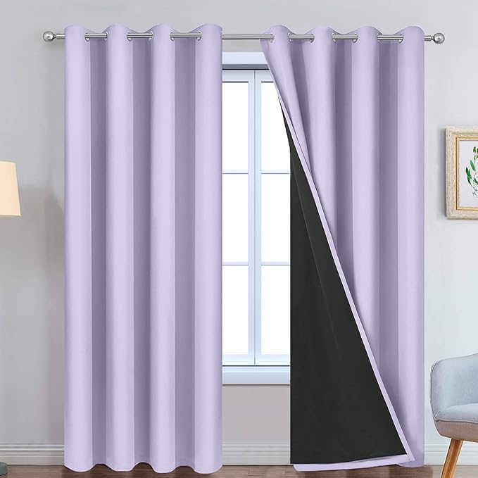 Yakamok Lilac 100% Blackout Curtains 90 Inches Long by Yakamok