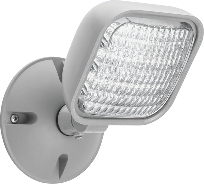 Lithonia Lighting Weatherproof LED Emergency Light Remote Head, One Single Head Emergency Light for Business, Indoor and Outdoor Use, Square, Gray (ERE GY SGL WP SQ M12)