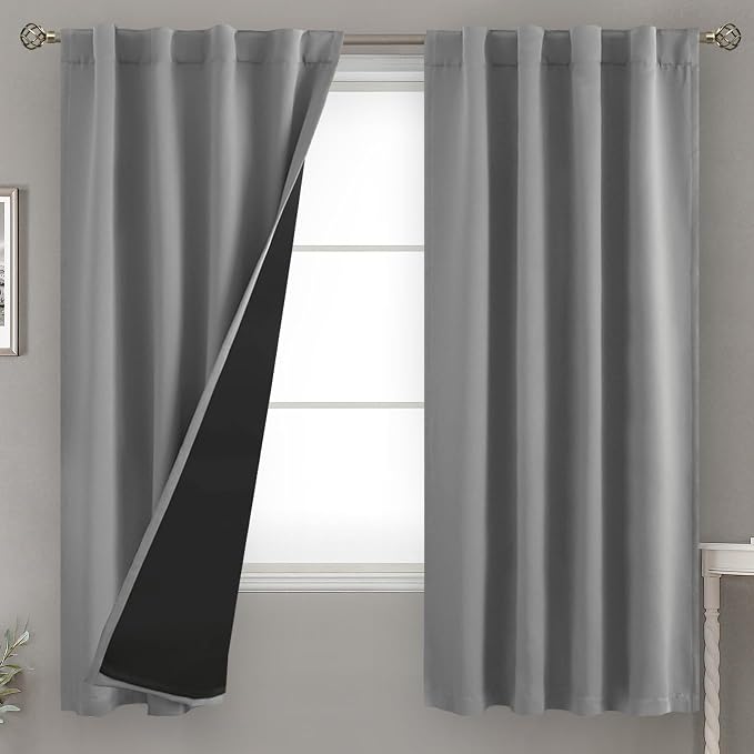 BGment Dove Grey 100% Blackout Curtains 63 Inch Length by BGment