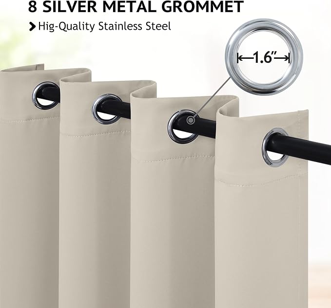 COSVIYA Grommet Room Darkening Stone Curtains 84 inch Long - Image 3