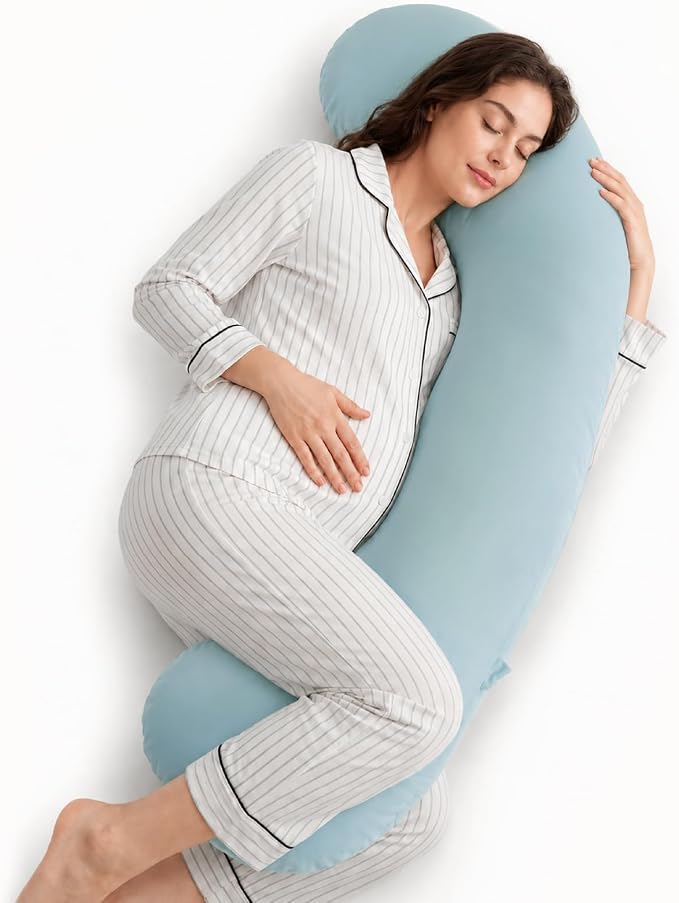 Momcozy J Shaped Pregnancy Pillow, Maternity Body Pillow by Momcozy