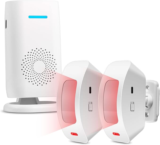 Wireless Motion Sensor Door Chime: Doorbell for Business When Entering, Caregiver Reminder for Elderly, Pet Monitoring Buzzer, Motion Sensor Detect Alarm for Home Security, 2 Sensors 1 Receiver