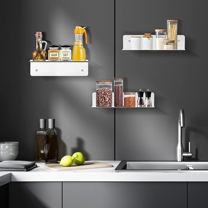 9 Inch Acrylic Floating Shelf, No Drill Adhesive Wall Shelf Set of 4 - Image 7