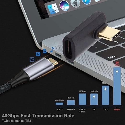 chenyang USB C Connector USB4 Type C 240W Power 40Gbps Data 8K Video Extension Connector Adapter Low Profile Right Angled