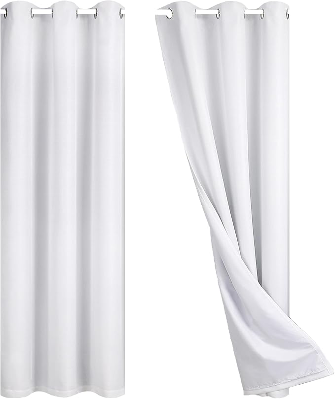 Diraysid 100% Blackout Curtains White Linen Curtains - Image 8