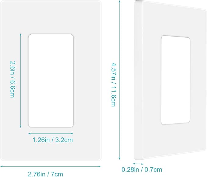 MLLIZH 20 Pack 1-Gang Screwless Wall Plate, Outlet Cover Plates, 4.57” H x 2.76” L, for Light Switch, Dimmer, GFCI, USB Outlet