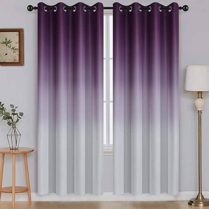 SimpleHome Purple to Grey White Ombre Room Darkening Curtains 72 Inch | Curtains by SimpleHome