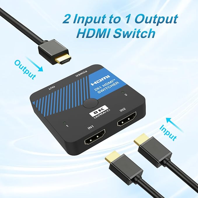 iArkPower 8K HDMI Switch 2 in 1 Out 4K@120Hz HDMI Switcher Support HDR10+, Dolby Vision, VRR, ALLM