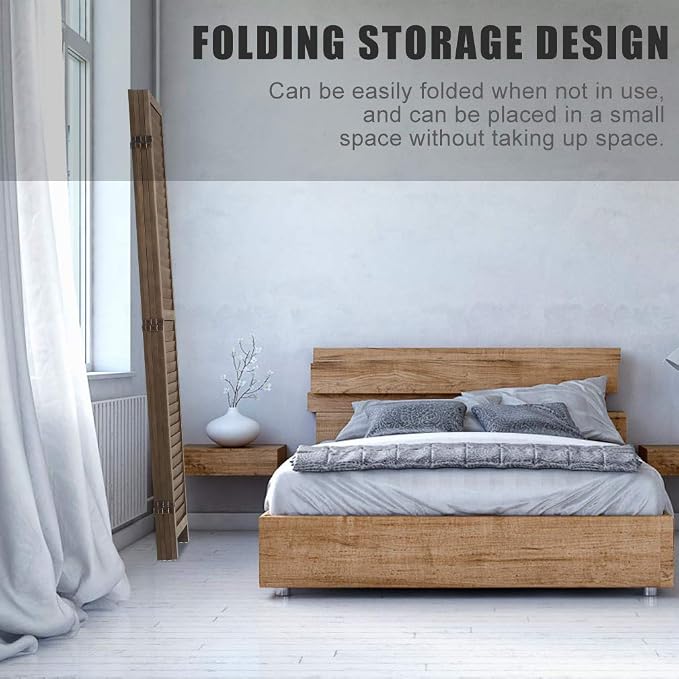 4 Panel Wood Room Divider 5.75 Ft Tall Privacy Wall Divider 68.9" x 15.75" Each - Image 6
