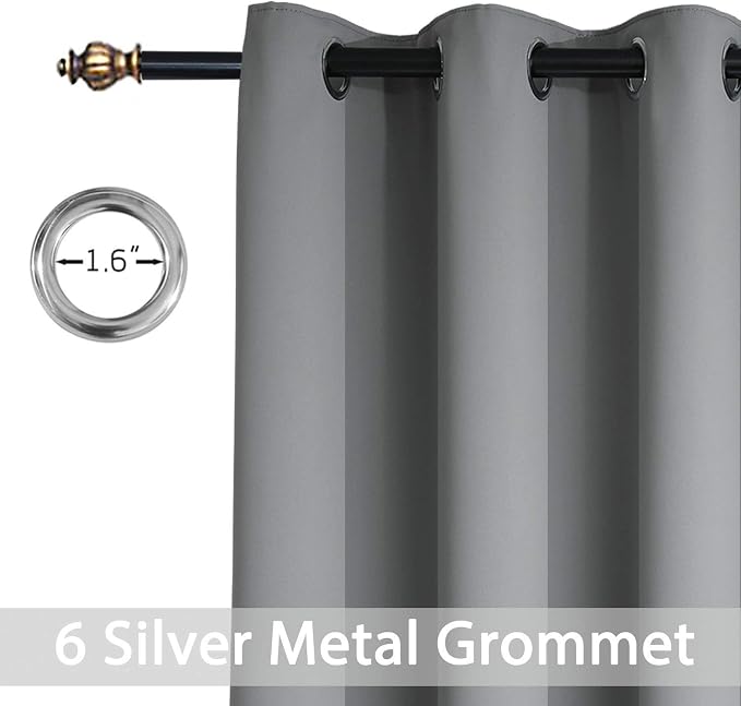 Yakamok Blackout Curtains 38x63 inch Grey Thermal Drapes-Bedroom | 2 panels - Image 3
