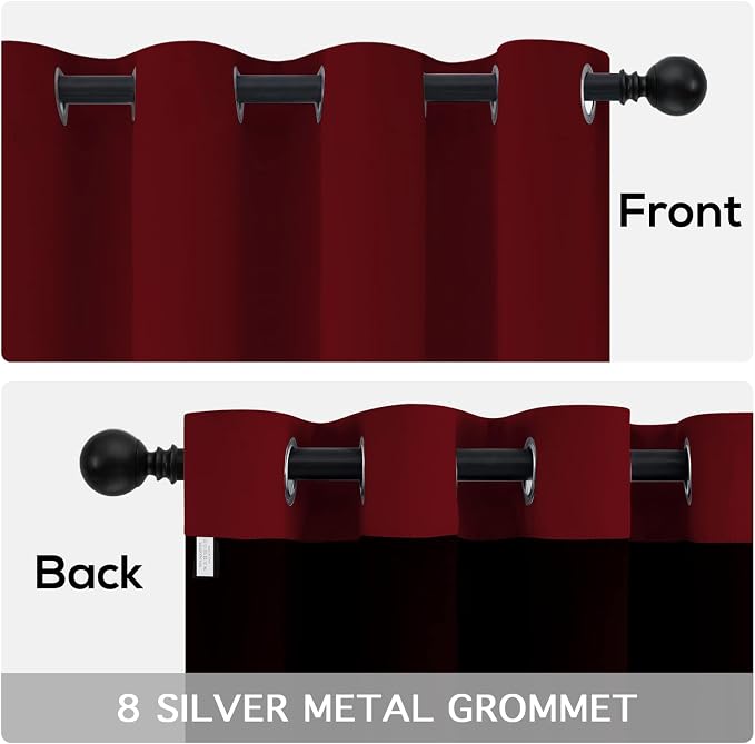 Yakamok Burgundy Red Blackout Curtains 96 Inch Length - Image 6