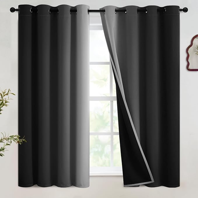 SimpleHome 100% Blackout Ombre Bedroom Curtains Black and Greyish White by SimpleHome