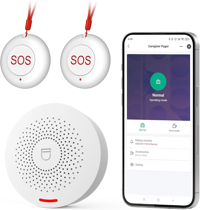Hapippofa Caregiver Call Button Wireless Call Button for Elderly at Home,WiFi Panic Button,Life Alert Systems for Seniors No Monthly Fee (whiter2)