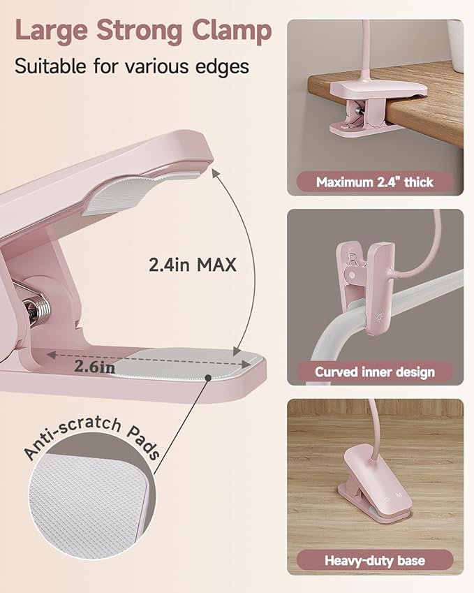 CUHIOY Rechargeable Clip on Reading Light - Image 5