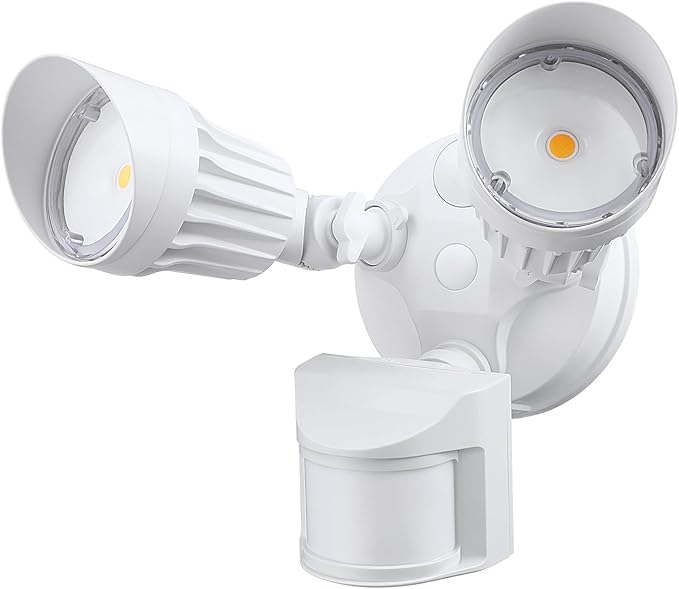 LEONLITE COB LED Security Light, Motion Sensor Outdoor Lights, Dusk to Dawn, 100-277V, ETL Listed, Adjustable Heads, Motion Detector Flood Light for Outside, IP65 Waterproof, 5000K Daylight, White