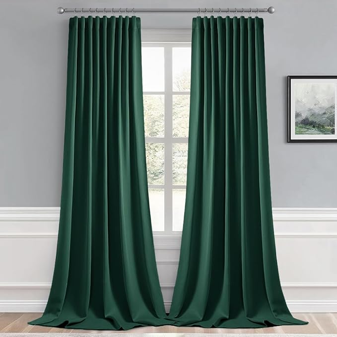 MIULEE Christmas Hunter Green Back Tab Blackout Curtains 52"x102" 2 Panels | - Image 8