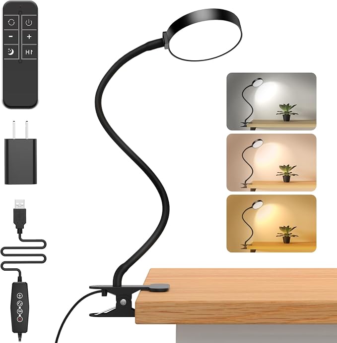 iFalarila Reading Light with Remote, LED Desk Lamp Clip on RA>95 Dimmable by iFalarila