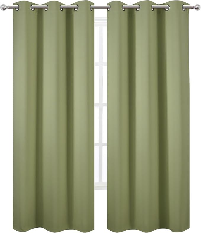 Sage Green Thermal Blackout Curtains/42 x 84 Inch/Set of 2 Panels Room - Image 2