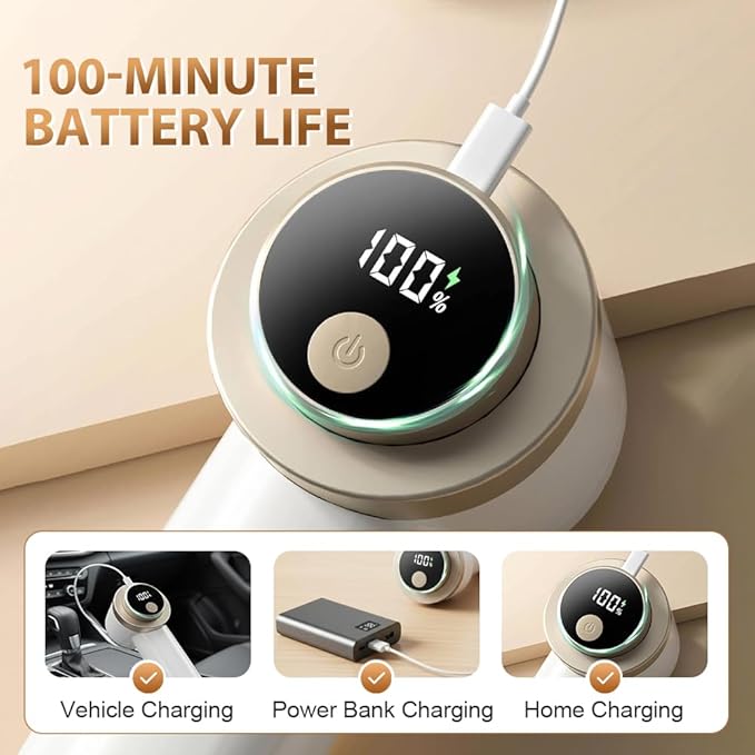 Rechargeable Fabric Shaver for Clothing with Smart LED Display, 2026 New 2 in 1 Suction and Shave Technology Clothes Shaver, Lint Shavers with 3 Speeds for Clothes, Couch, Furniture (A)