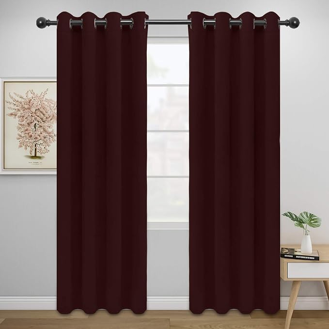 Easy-Going Thermal Grommet Blackout Curtains, 2 Panels 52x84 in, Wine | by Easy-Going
