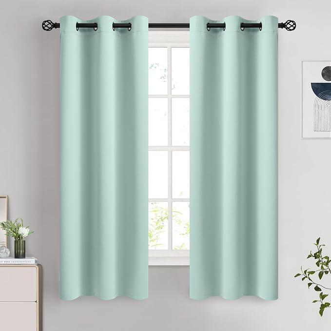 COSVIYA Grommet Room Darkening Aqua Curtains 63 inch Length by COSVIYA