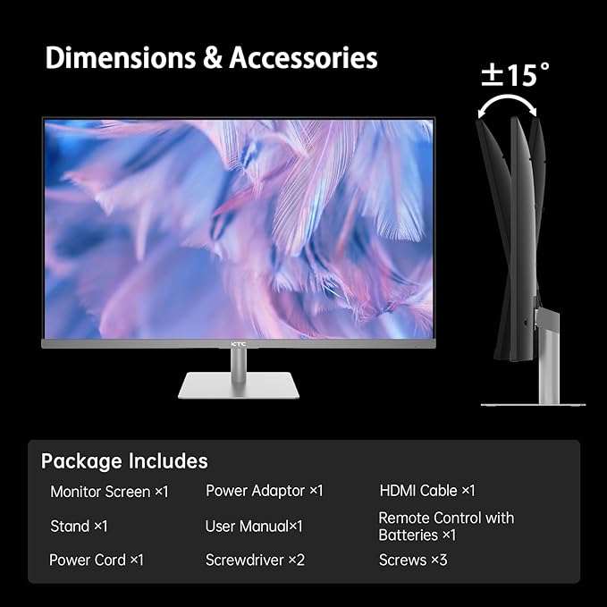 KTC 32 Inch 4K Smart Monitor with Google TV System UHD 3440x2560P Hey Google Voice Remote Netflix Licensed Dolby Audio HDR KVM Technology WiFi Bluetooth 65W PD Type C Fast Charger VESA Support