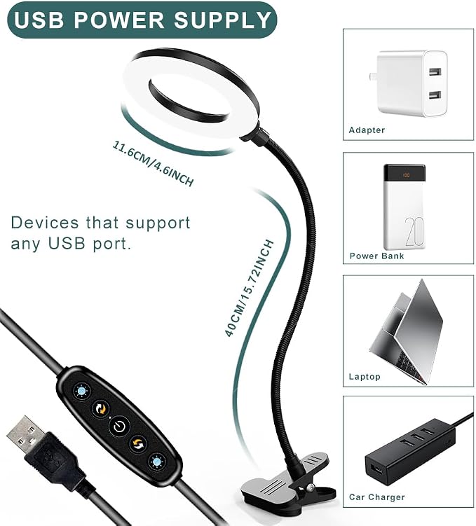 LED Desk Lamp with Clamp, 3 Color Modes, 10 Brightness | Eye-Caring Reading - Image 5