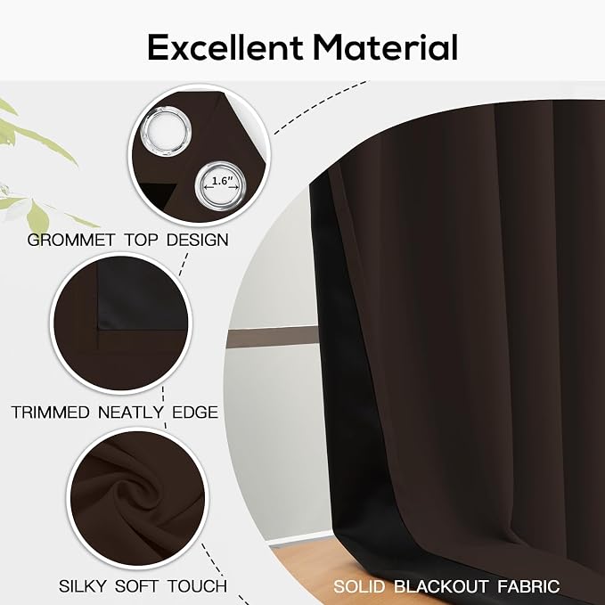 Yakamok Chocolate Blackout Curtains 63 inches Long - Image 4
