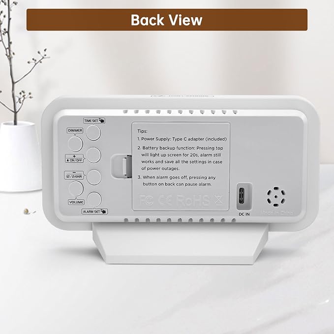 Peakeep Slim Digital Mirror Aesthetic Alarm Clock - Image 7