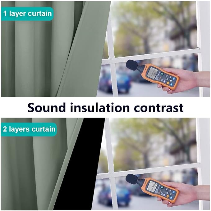 NICETOWN Greyish Green Blackout Curtains 84 inches Long, Full Light Blocking - Image 4