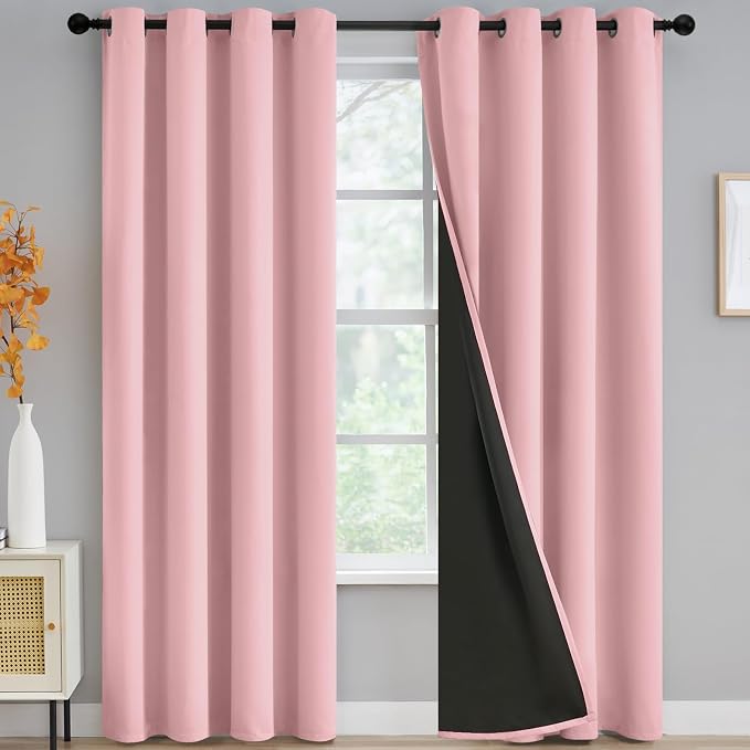 Yakamok Peach Pink Blackout Curtains 84 inches Long by Yakamok
