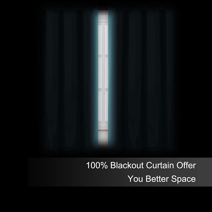 100% Blackout Curtains 52 x 72 Inch/Teal Curtains 2 Panels - Image 4