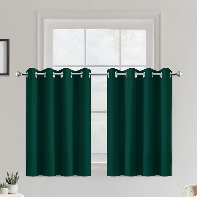 COSVIYA Grommet Room Darkening Dark Green Curtains 36 inch Long by COSVIYA