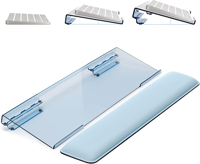 Laborio Computer Keyboard Stand for Desktop, Ergonomic Keyboard Wrist Rest 2-Level Height Adjustment, Non-Slip Key Board Riser Pad for Office, Gaming, and Home Desks