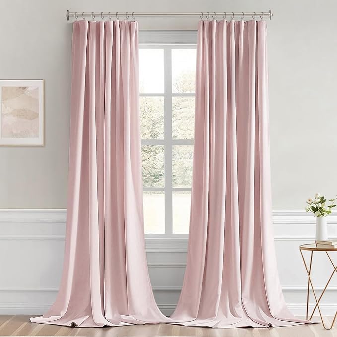MIULEE Light Pink Back Tab Blackout Curtains 52x102 Inch Long 2 Panels Set | - Image 9