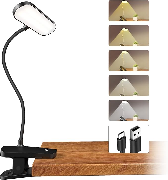 CUHIOY Rechargeable Clip on Light, Bed Headboard Reading Lamp, 5 Colors 5 by CUHIOY