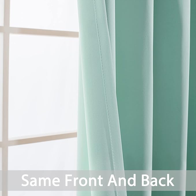 Yakamok Blackout Curtains 38x90 inch Aqua Thermal Drapes-Bedroom | 2 panels - Image 4