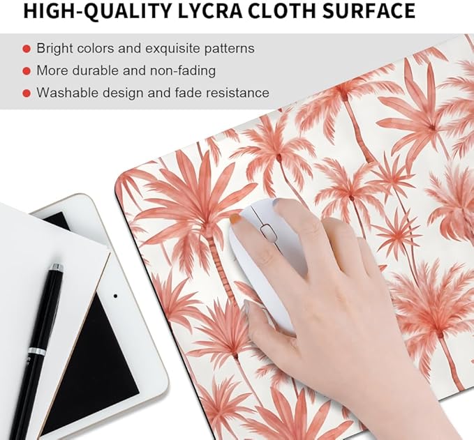 Perfect Paradise Tropical Palm Tree Floral Square Mouse pad, Texture, Waterproof, Anti Slip Rubber Base, Computer Mouse pad